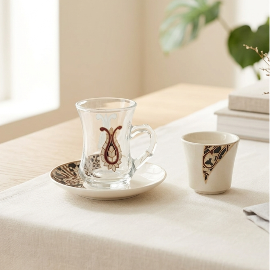 Tea Cup & Saucer & Coffee Cup Set 18 Pcs